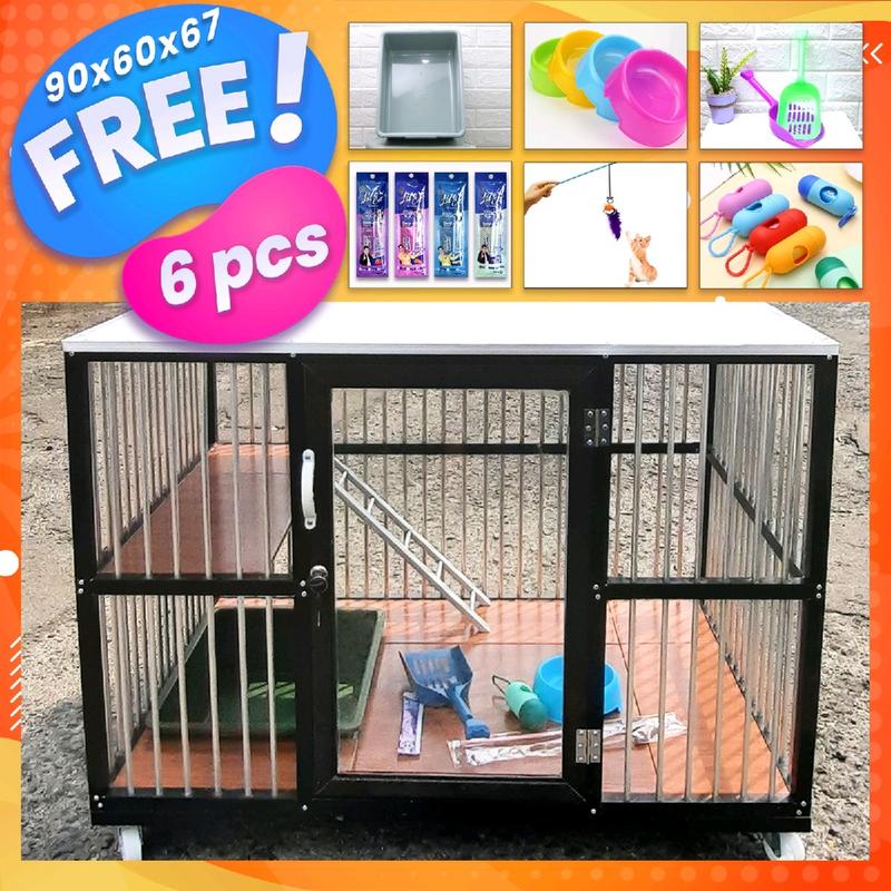 Kandang Kucing Almunium 1 Pintu Anti Karat Kuat Kokoh Tahan Air - Ukuran P. 90 x L. 60 x T. 67 anjing & kucing kandang & palet 1