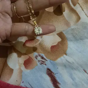 Kalung Titanium Wanita Pecah Kopi Plus Liontin Permata Perak Lapis Emas Putih Anti Karat Tidak Luntur Mamala Jewellery