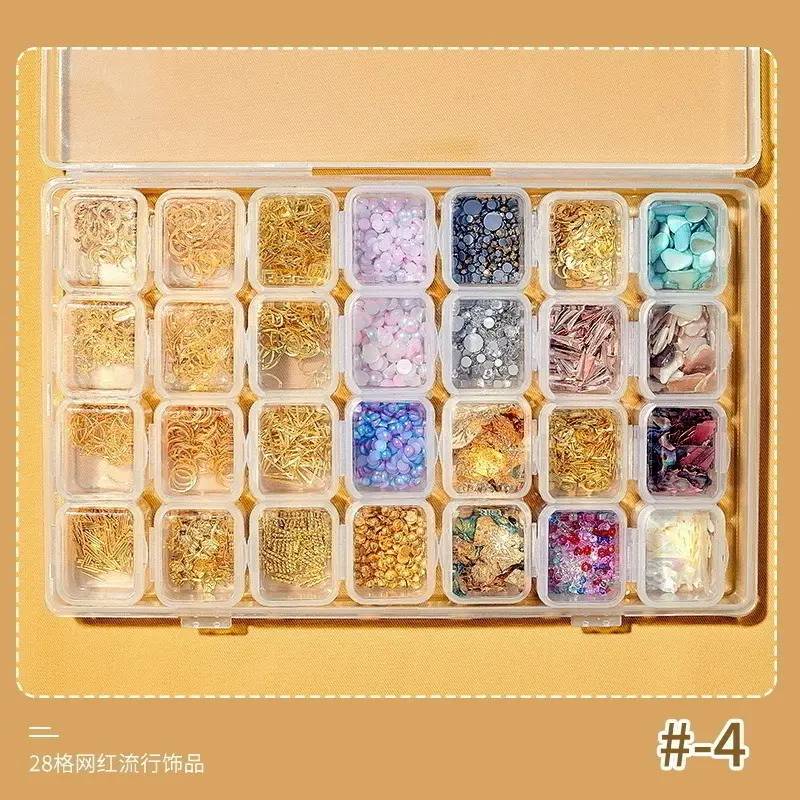 1set 28 Jenis Perhiasan Nail Art - Set Perhiasan Fake Nail - Rhinestone Nail Art - Set Hiasan Nail Art Hiasan Kuku Palsu Hotfix Kuku Palsu Tempelan Manik Kuku