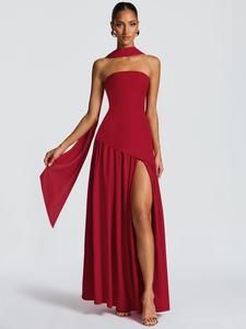 Conjunto de 2 piezas para mujer: vestido tubo ajustado sin mangas y vestido maxi sexy sin espalda con cuello halter. Elegante vestido formal para cócteles, fiestas, clubes y citas nocturnas.