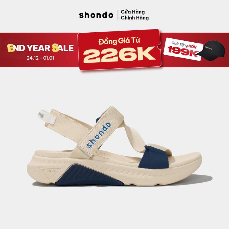  Giày Sandal Nam Nữ SHONDO F7 Racing Thời Trang Êm Nhẹ Đi Học Đi Chơi Màu Be Xanh Dương F7R2530 