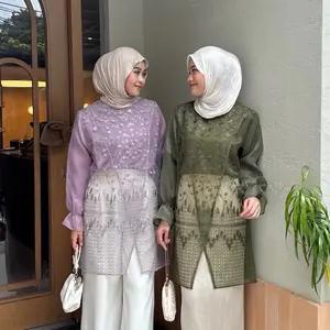 Outer tunik calula brokat kombinasi organza / Outer Tulle Bordir