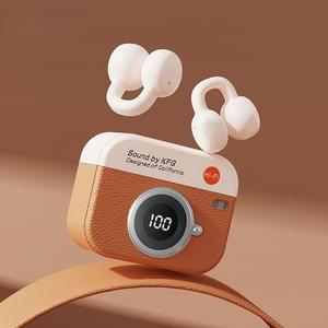 Auriculares inalámbricos, con pantalla digital, aretes clip-on para parejas, auriculares bluetooth de música estéreo HiFi TWS 9D para Android y iPhone, Audio
