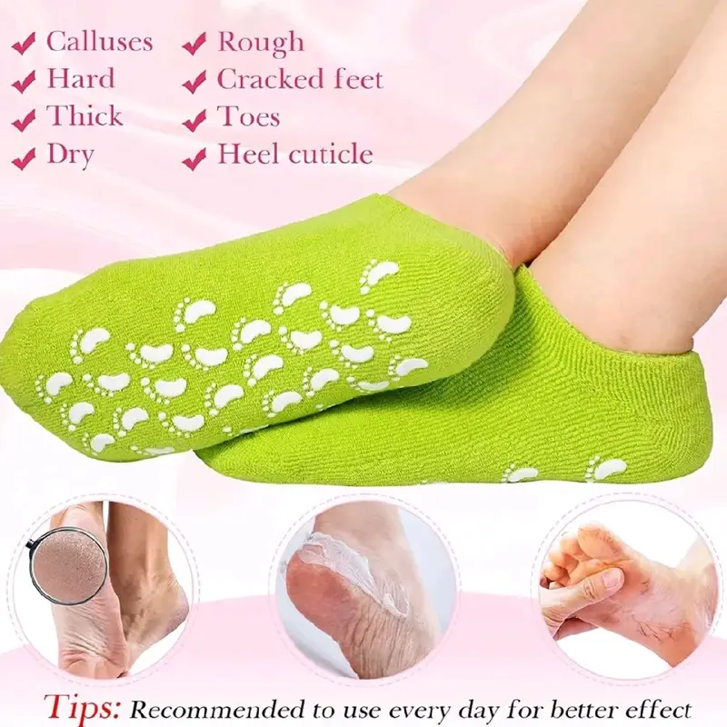 Kaos Kaki Spa Pendek Gel Penghalus Kaki Pecah - Moisturizing Perawatan Melembutkan 4