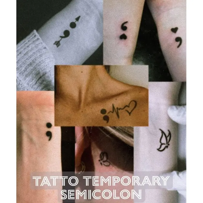【 semicolon 】 Stiker Tatto/Tattoo Temporary aesthetic