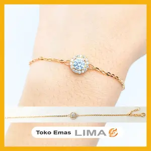 Gelang Rantai Serut Hunter Emas Muda Kuning 6K American Diamond Toko Emas Lima Bandung Fashion Gold Bracelet Bangle Perhiasan Jewelry Aksesoris Accessories