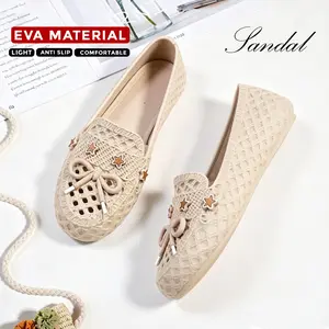 Sepatu Cewe Slip On Hitam Casual | Sandal EVA Pita Bintang | EVA Material Ringan Nyaman Anti Slip 8957M-A