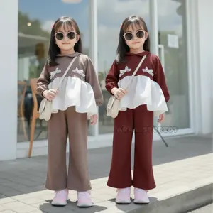 AraaStore Setelan Anak Perempuan Balon Knitt Afia Pita Celana Cutbray 3 sampai 12 Tahun dengan Desain Unik dan Nyaman