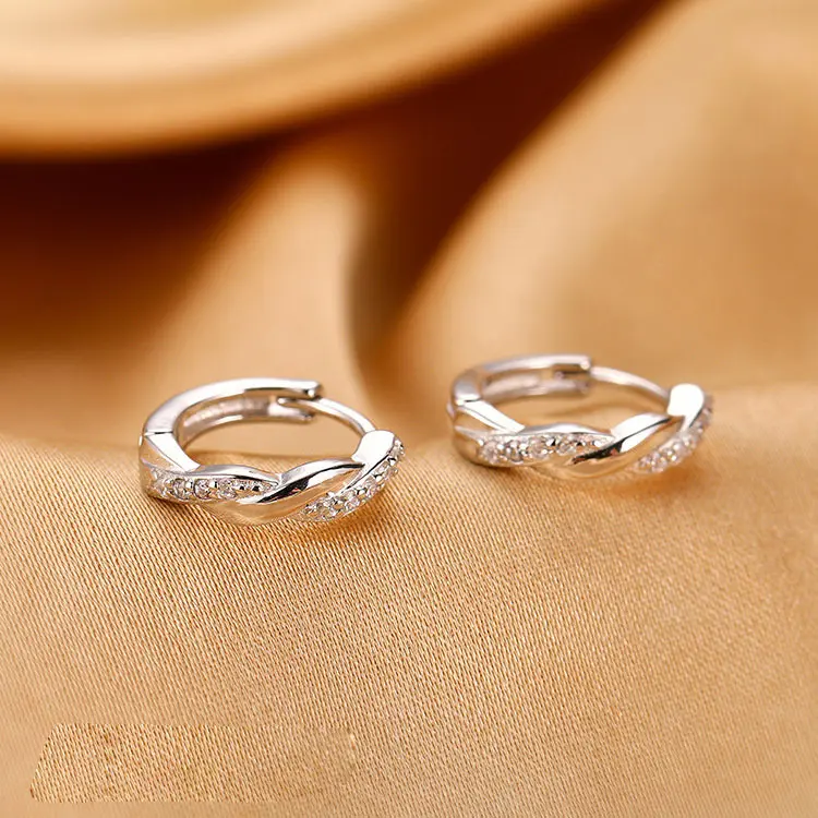 Delicate Fried Dough Twists Zircon Earrings Female Cool Style Premium Earrings Vintage Light Luxury Earrings Mesh Red Simple Earrings Earrings Earrings