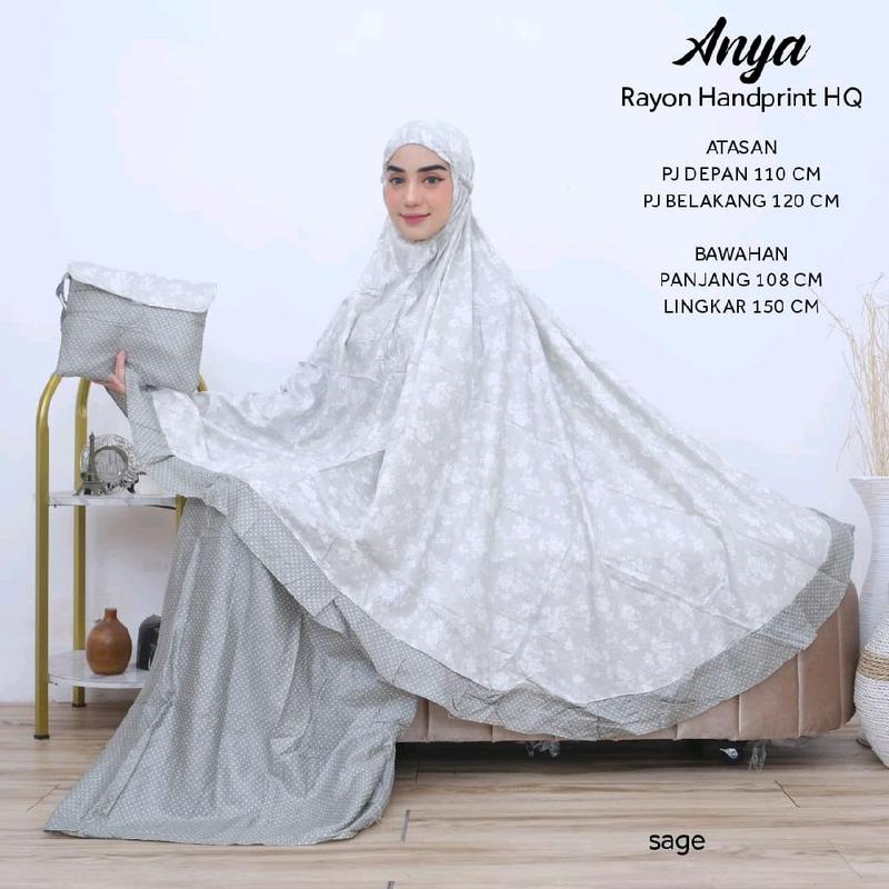 Mukena Dewasa Jumbo Rayon Handprint HQ Aksen Rempel ANYA by Imtiaz Moslem Atasan Bawahan 3
