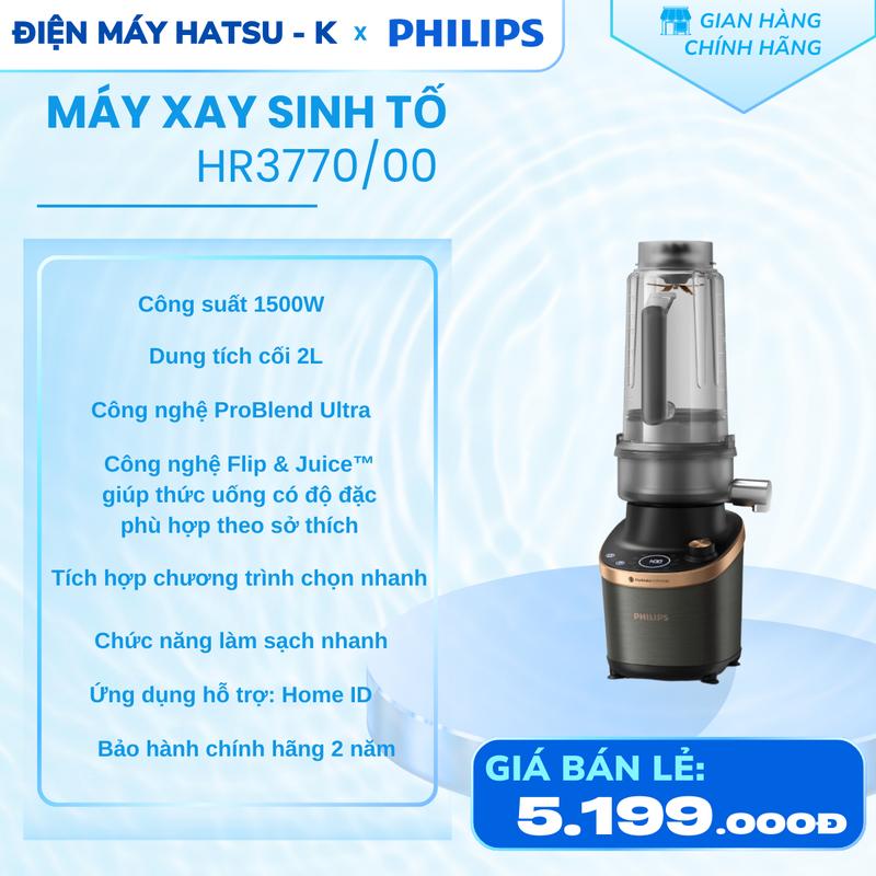 Máy Xay Sinh Tố Philips HR3770 Với CÔNG NGHỆ XAY & ÉP Trong Cùng 1 máy, Công Suất 1500W - Bảo Hành Chính Hãng 2 Năm