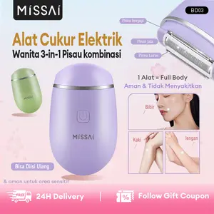 Missai Alat Penghilang bulu elektrik untuk Wanita Dapat digunakan di seluruh tubuh/wajah/ketiak/kaki/alat kelamin Tidak membahayakan kulit BD03