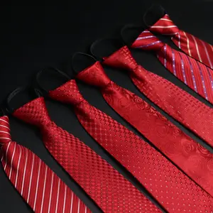 [ NO  BOX ] MENS GLOBAL [ DASI  INSTANT LEBAR 8 CM ] ZIPPER MUDAH DIGUNAKAN WEDDING KANTOR MEETING OFFICE FORMAL CASUAL  TIE MERAH