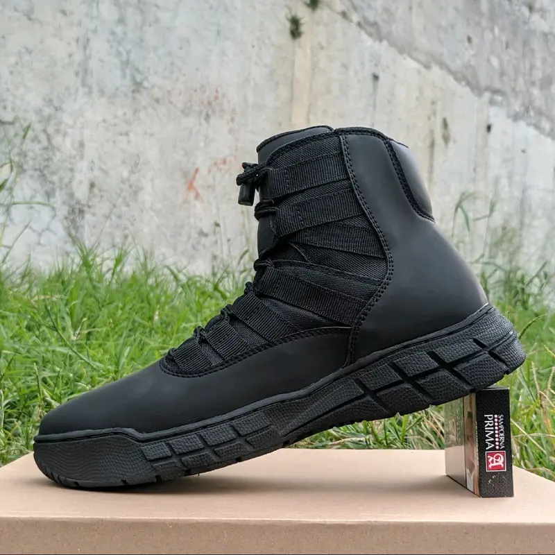 sepatu pdl pdh ninja webing terbaru ankle boots modern formal Hitam Karet Shoes Pria 3