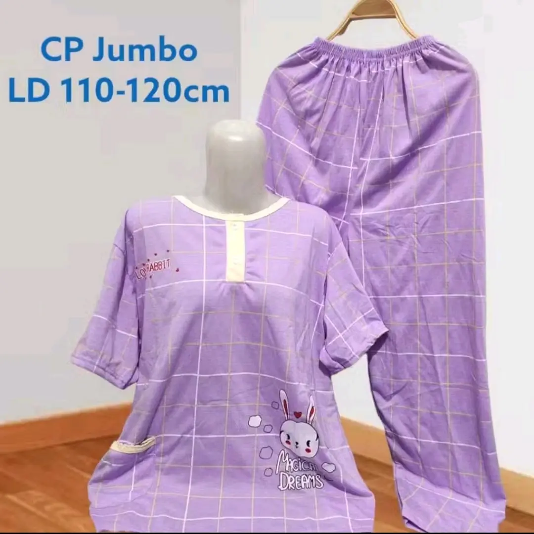 Baju Tidur Kaos Wanita CP Jumbo Celana Panjang Babydoll LD 110-120CM ww