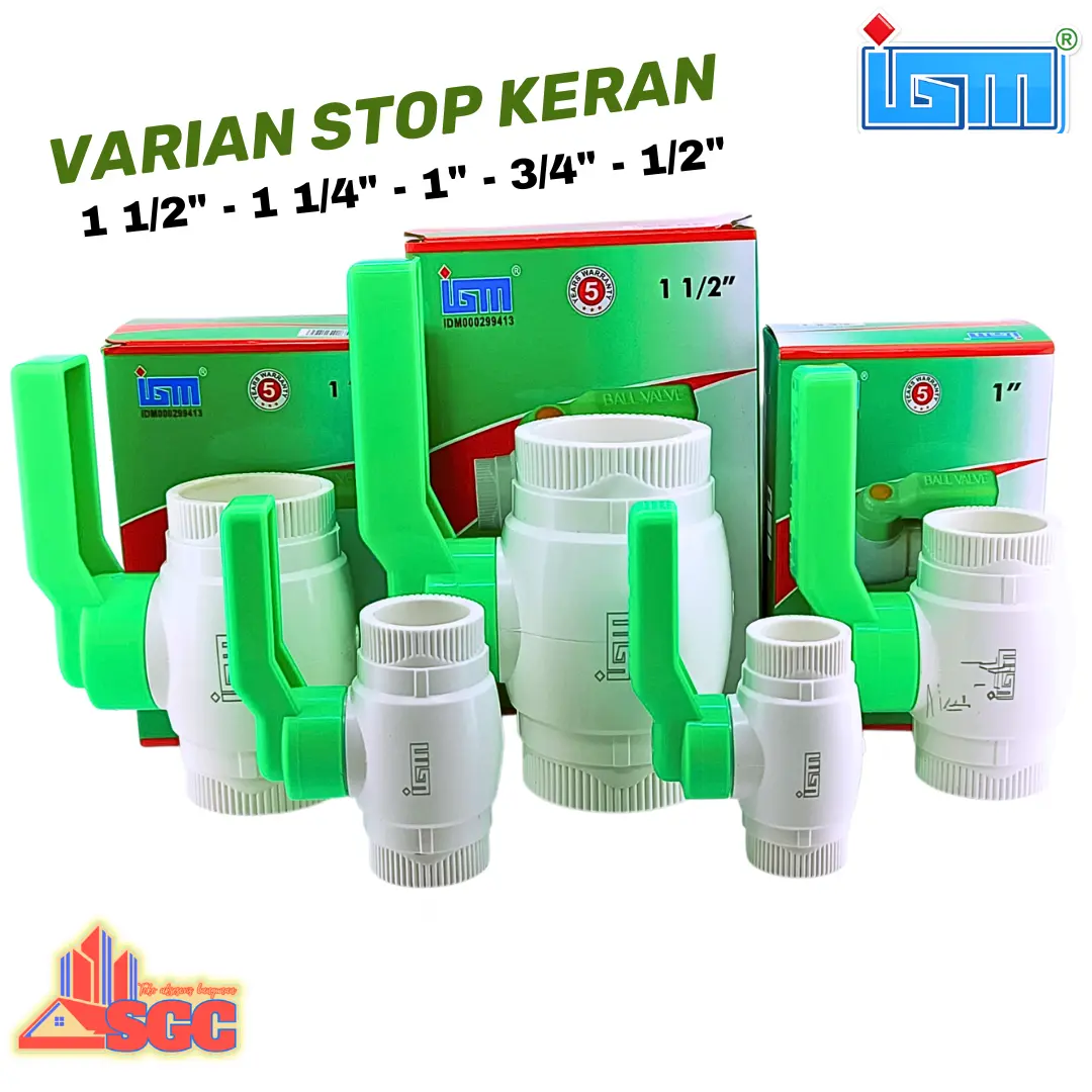 Stop Keran PVC IGM Ball Valve Berkualitas – Tersedia Ukuran 1/2” hingga 1 1/2”