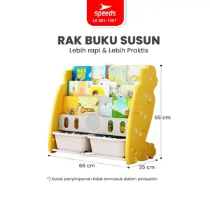 MOLION SNI Rak Susun Buku Anak Book Organizer Kuda Kudaan Lemari Buku Plastik Prosotan  001-M1507