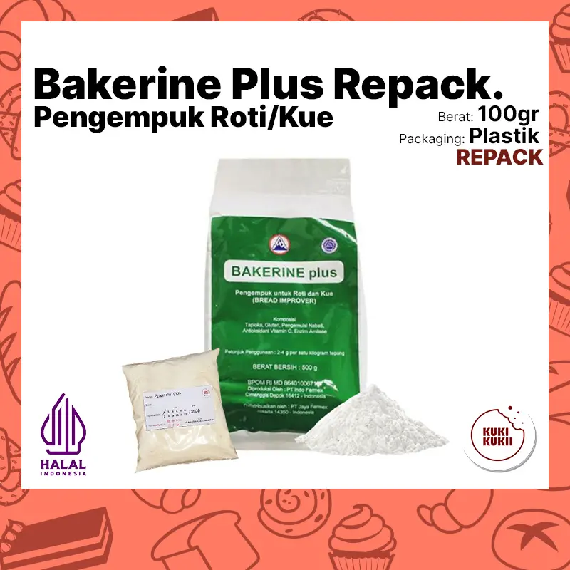 Bakerine Plus pengempuk roti 100gr ECER | Bakerine Plus bread improver 100 gram REPACK