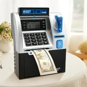 Electronic Piggy Bank Automatic Mini Safe Coins Cash Saving Money Boxes Password Counter Code Key Lock Coin Bank ATM Child Gifts