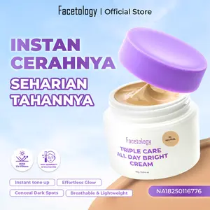 [FLASH SALE] Facetology Triple Care All Day Bright Cream 10gr - Day Cream Shades Light Neutral Warm Dengan Medium Coverage Bantu Mencerahkan