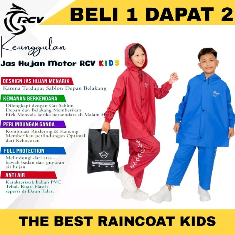 (BELI 1 DAPAT 2 STEL) JAS HUJAN ANAK RAINCOAT KIDS Setelan SD&TK Laki-laki Perempuan Raincoat Best Quality Tebal Kuat Elastis Anti Rembes Mantel 1
