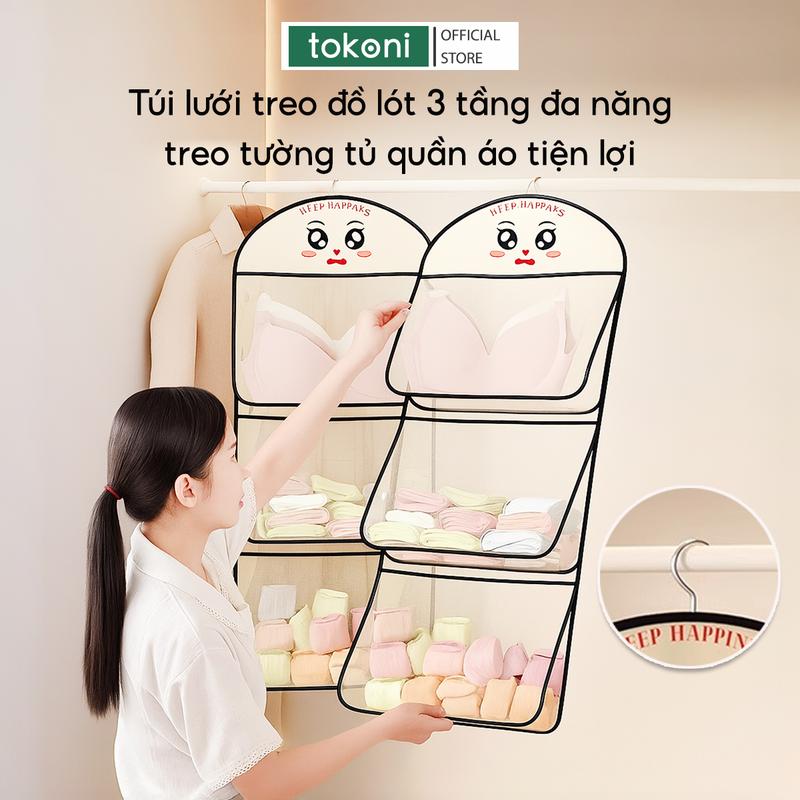  Túi Lưới Treo Đồ Lót Tất Vớ Đa Năng 3 Tầng JYoohome Giỏ Đựng Đồ Cá Nhân Có Móc Treo Tiện Lợi 