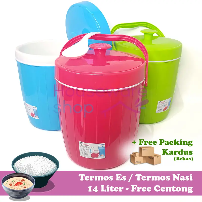 Termos Nasi 14 & 17 Global Eagle / Termos Es Batu / Tempat Nasi Es Batu / Rice Ice Bucket + Free Centong Plastik Vacuum 1