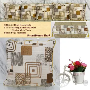 SARUNG BANTAL SOFA KURSI SHABBY CHIC MINIMALIS MEWAH / PAKET SBK SET 40X40 LUNA GOLD Bunga