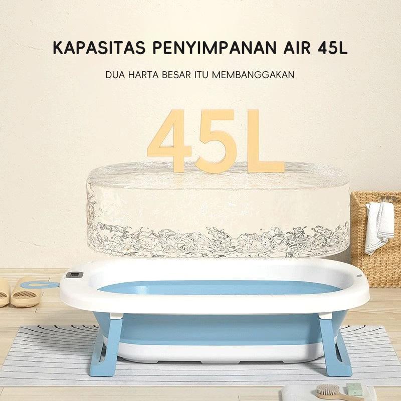 ⚡SUBSIDI 80%⚡ APEXGLOW Bak Mandi Bayi Lipat Portable Dengan Pengukur Suhu & Bantal Mandi Foldable Baby Bath Tub Anti Slip Anti Tenggelam Baby Bath Helper 4