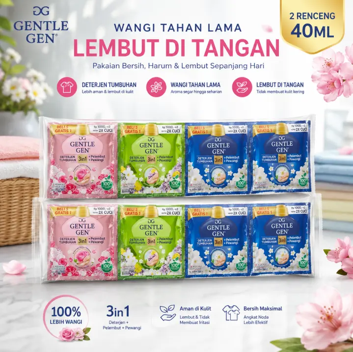 32 PCS GENTLE GENT KEMASAN 40MLX2 SACHET Laundry