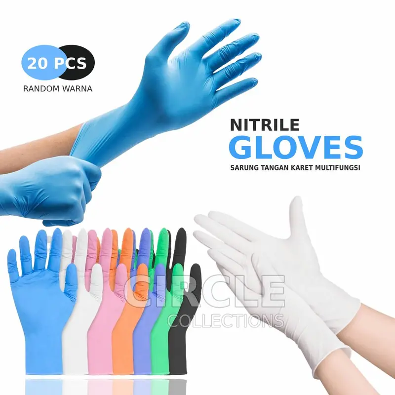 Sarung Tangan Karet Nitrile Gloves Multifungsi Isi 20pc Powder Free Cleaning Supplies 0