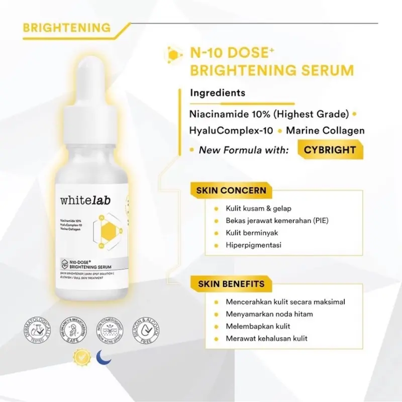 ￼Terlaris Whitelab N10-Dose+ Intense Brightening Serum Niacinamide 10% - Serum Pencerah Wajah Intensif 1