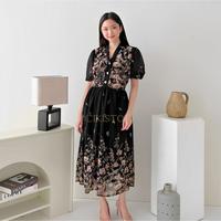 Gambar Cikistore - Giory Dress Wanita midi ceruty with furing | Dress Korean Style Casual - Blue Rose, All Size dari Cikistore_NEW Kota Administrasi Jakarta Timur 1 Tokopedia