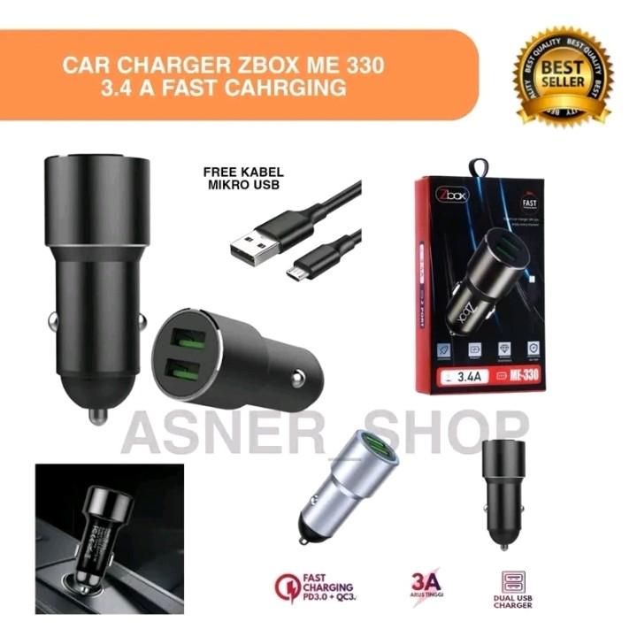 Saver Zbox ME-330 Kabel USB Micri Dual USB 3.4A Charnger Mobil Fast Charger 4