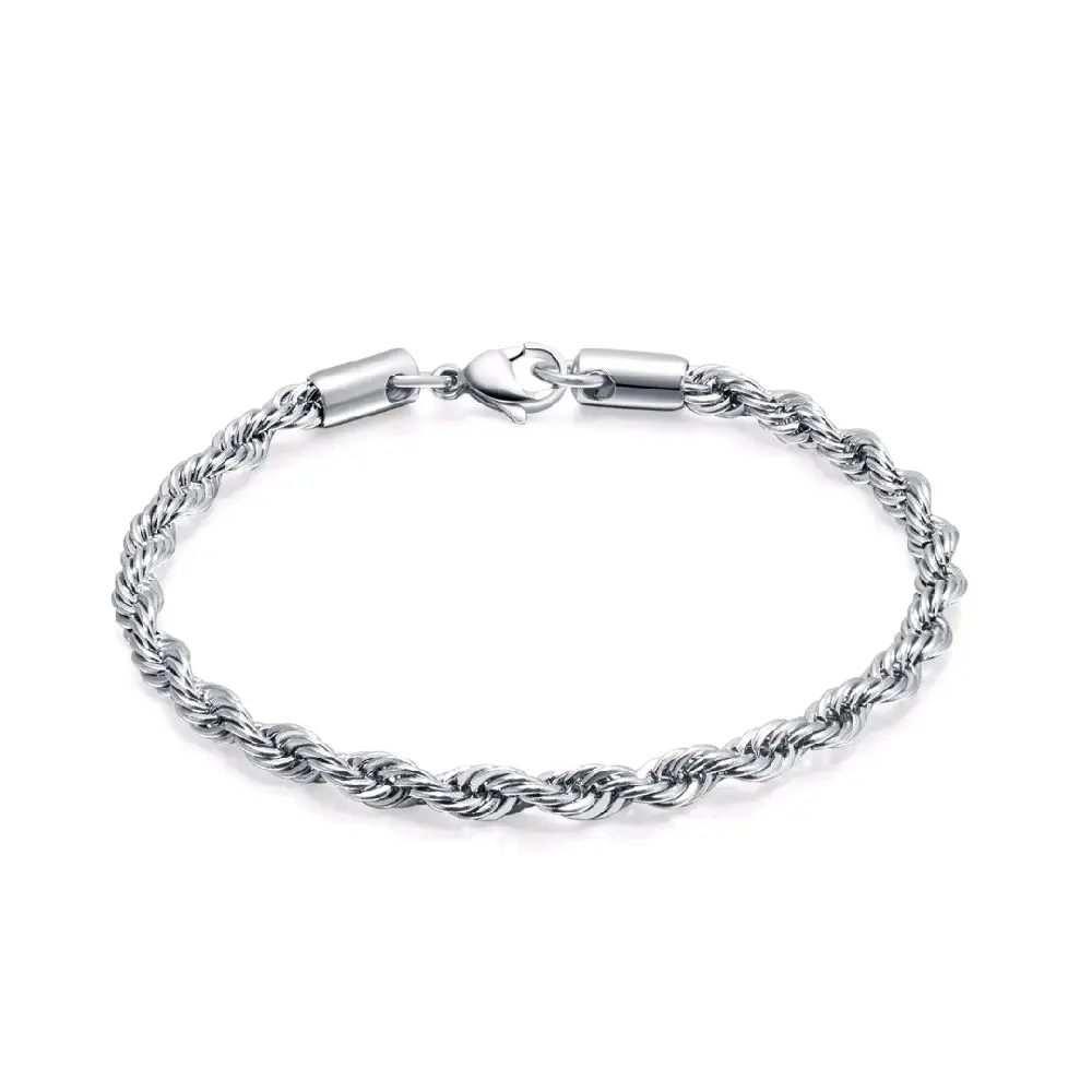 Gelang Titanium Tambang Silver  Pria dan Wanita Terbaru Anti Karat Termurah