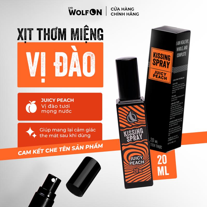  Xịt Thơm Miệng Kissing Spray Wolf ON Hương Juicy Peach Vị Đào Mọng Ngọt Ngào Thơm Mát Sảng Khoái Nhỏ Gọn 20ml 
