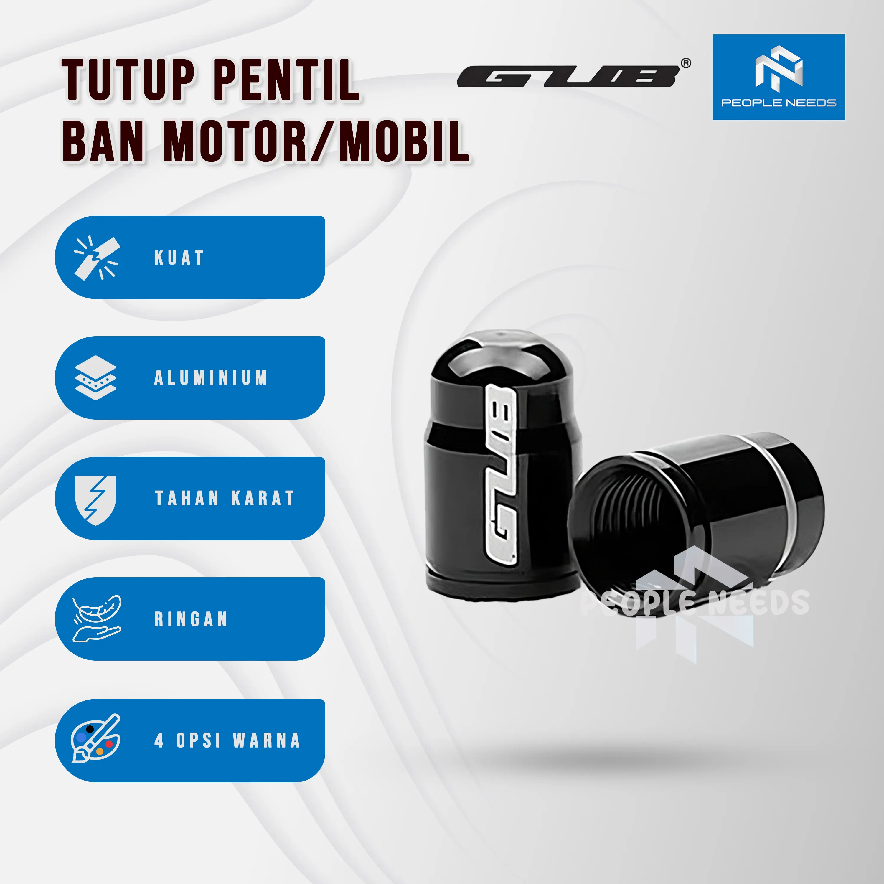 Pentil Ban Sepeda GUB Aluminium Aloy Motor Mobil isi 2 pcs