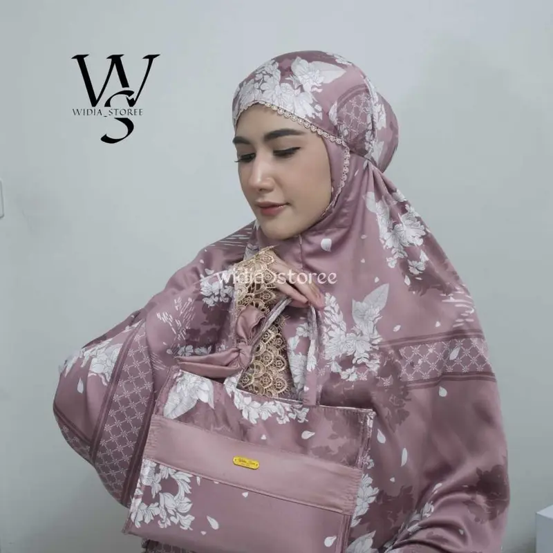 Mukena Dewasa Silk 2in1 Premium Motif Alana Jumbo Mix Polos Series Cantik 5