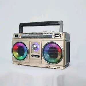 Asatron Spiker Portabel R-1119 Bluetooth Radio FM dengan Lampu LED Warna-warni dan Kualitas Suara Terbaik