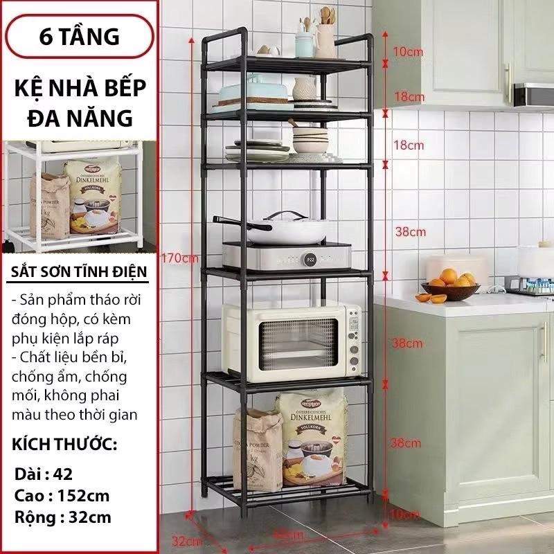 Kệ Nhà Bếp Đa Năng 6 Tầng Sắt Sơn Tính Điện Kích Thước 42x152x32cm Chất Liệu…