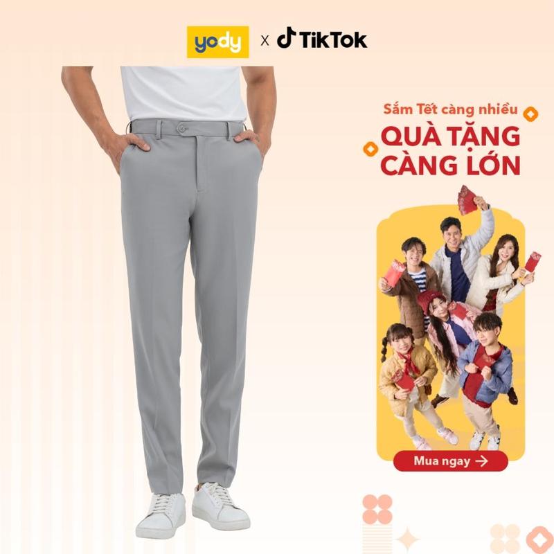 YODY Quần Âu Nam Polyester Nano Solid Cạp Di Động Quốc Dân QAM6039