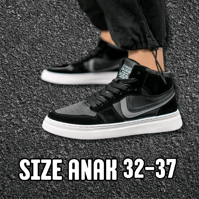 Sepatu Anak Terlaris Sepatu Sekolah Ukuran 33-37 Full Hitam / Sneakers Hitam Tanpa Tali sepatu anak-anak Fashion 2