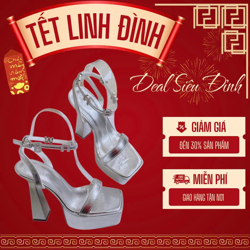 LOVIIECORNER - GIÀY CAO GÓT NỮ ĐI TIỆC ĐẾ ĐÚP - GIÀY CAO GÓT CÔ DÂU ĐÍNH ĐÁ - CAO GÓT SANDAL ĐẾ TRỤ 13 PHÂN HIỆN ĐẠI G230506