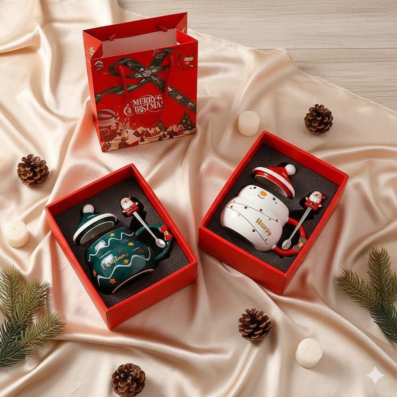  Ly sứ Noel hình cây thông dễ thương 500ml có nắp kèm hộp quà sang trọng Ly sứ Giáng Sinh cao cấp quà tặng Noel ý nghĩa cho bạn bè đồng nghiệp 