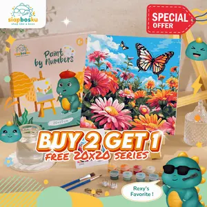 BUY 2 GET 1 FREE SIAP BOSKU PAINT BY NUMBER KANVAS LUKIS 20X20 CM | FLOWER LANDSCAPE