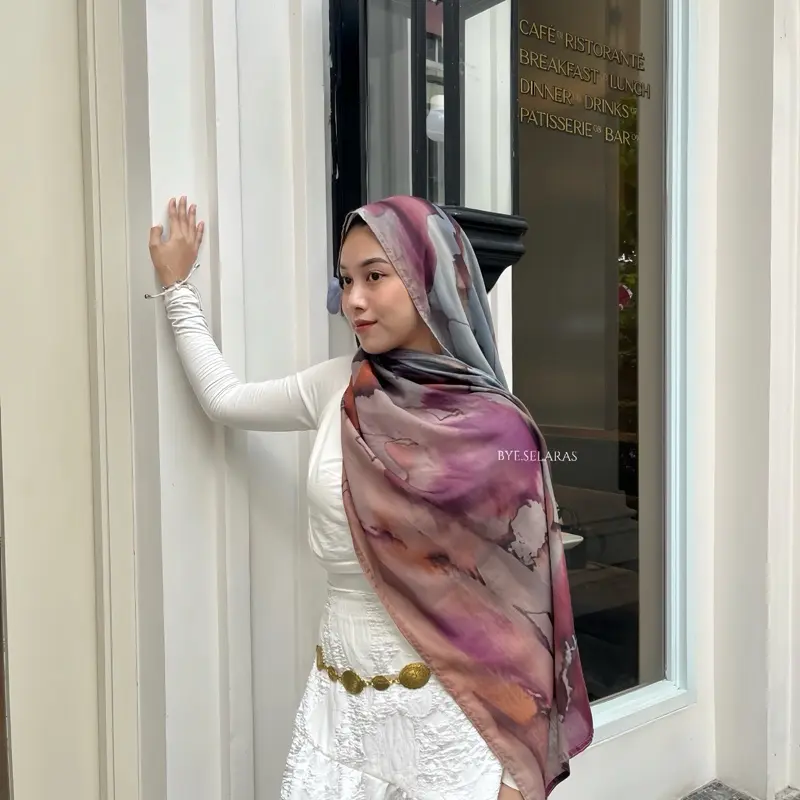 Printed Pashmina Voal Abstract bye.selaras Kerudung Muslim 0