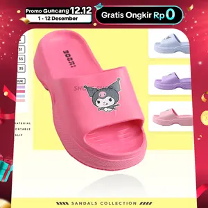 Sandal Selop Sandal Wedges  Perempuan Kekinian Sandal Kuromi Sandal jelly Selop Sandal Daily Anti Slip Bahan EVA Rubber Size 30-35 708T fuji anak