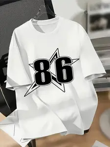 Baju Kaos Distro Pria Wanita Motif Print Star 86 - Bahan Kaos Katun 100% Combed 30s