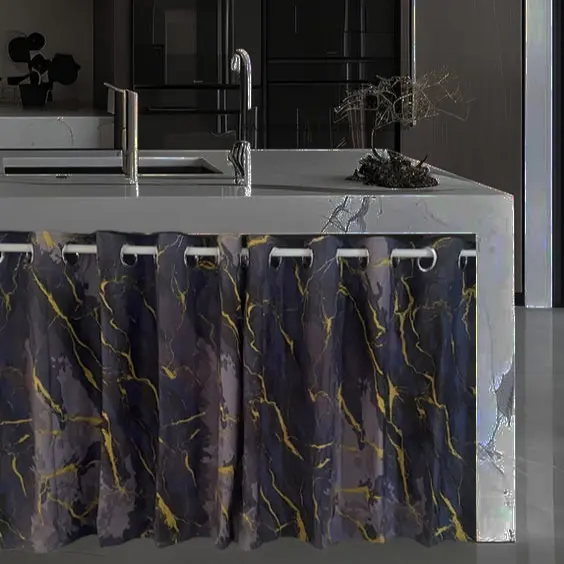 [SMOKRING] Gorden Kolong Dapur Motif Gold TieDye Warna Hitam Free Custom Tinggi