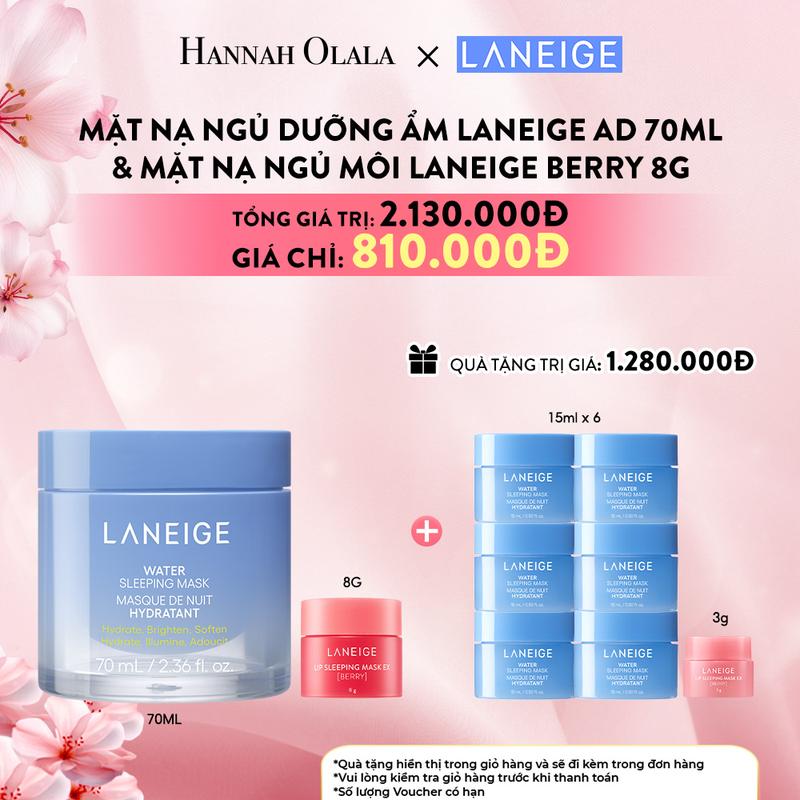 LANEIGE x HANNAH OLALA PHIÊN BẢN CẢI TIẾN COMBO Mặt nạ ngủ dưỡng ẩm LANEIGE AD 70ml & Mặt nạ ngủ môi Laneige Berry 8g